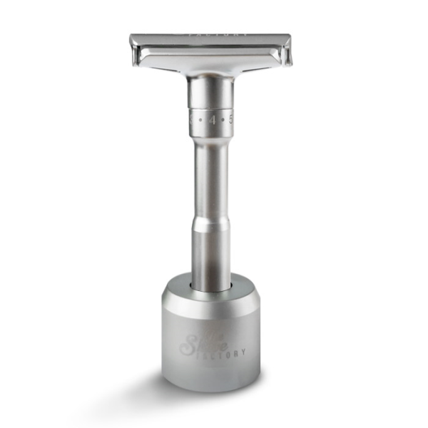 The Shave Factory Adjustable Safety Razor Matte + Base Stand