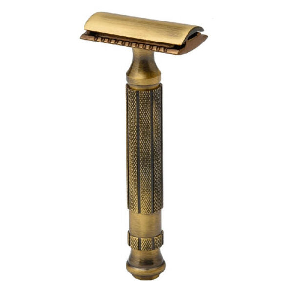 Pearl safety razor antique brass closed comb